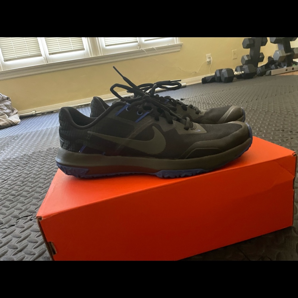Blue and black nikes